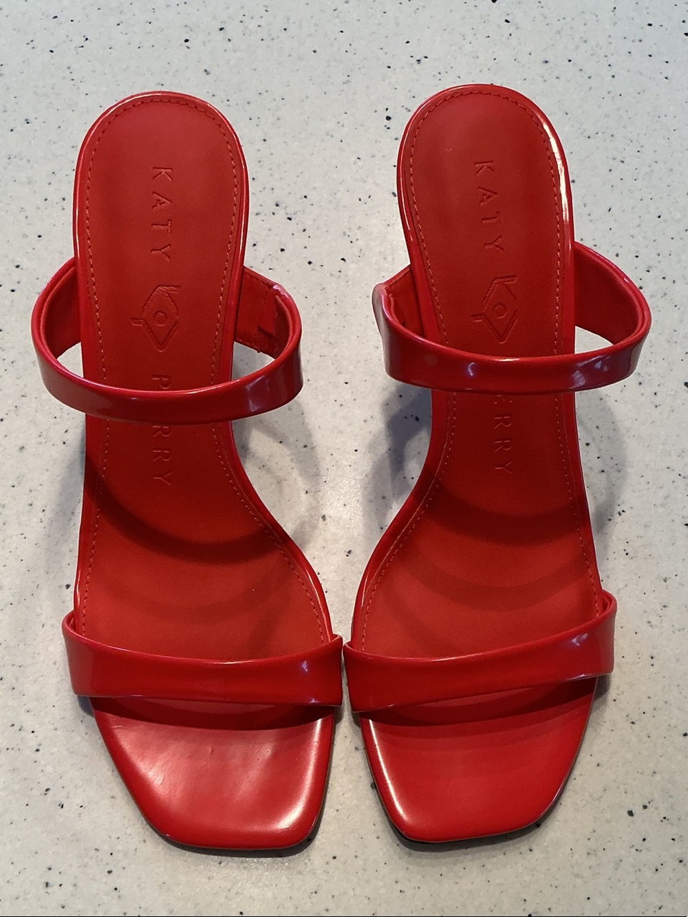 Katy Perry Maritime Patent Double-Strap Square-Toe Heels